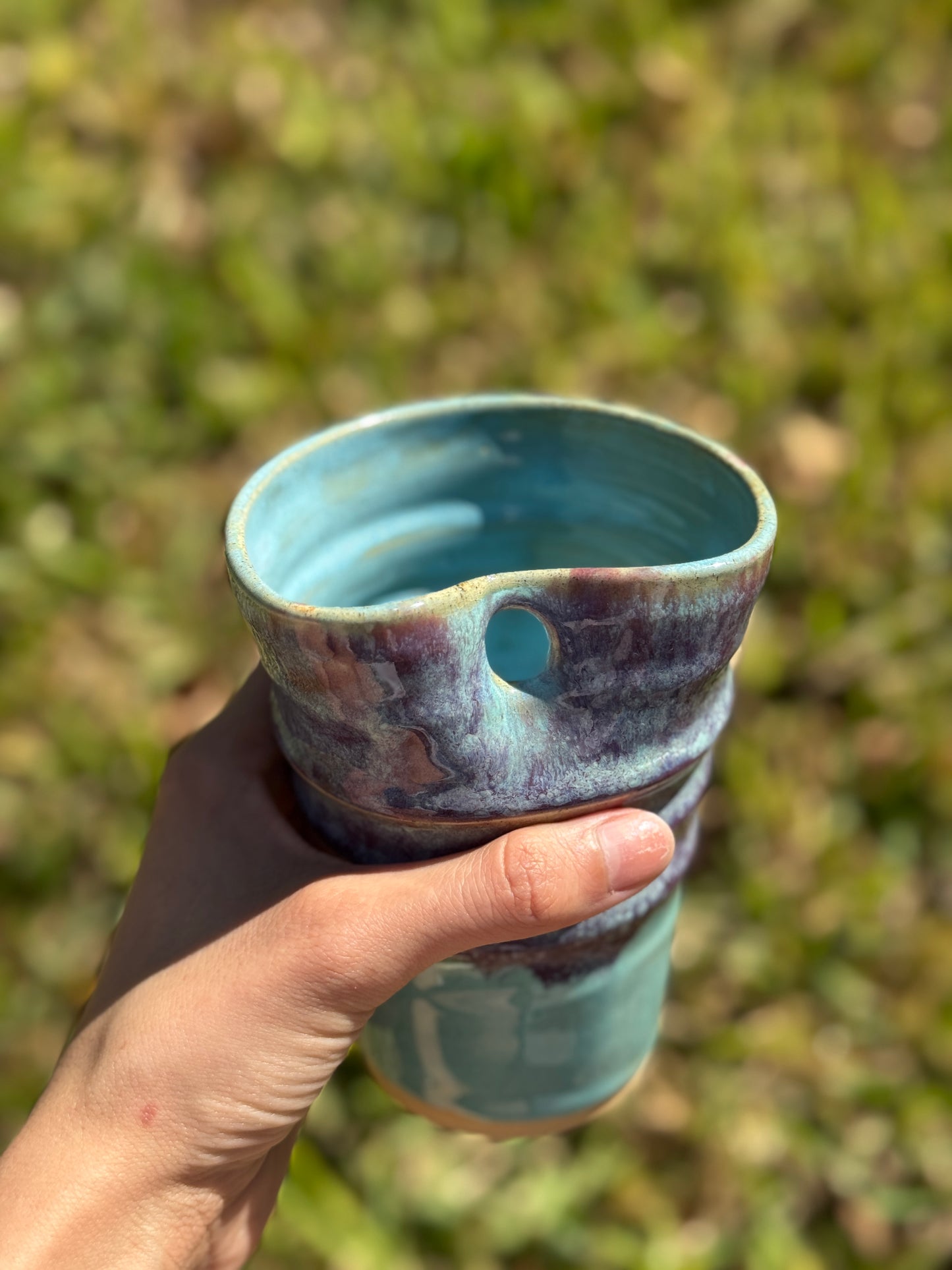 Melting purples straw mug