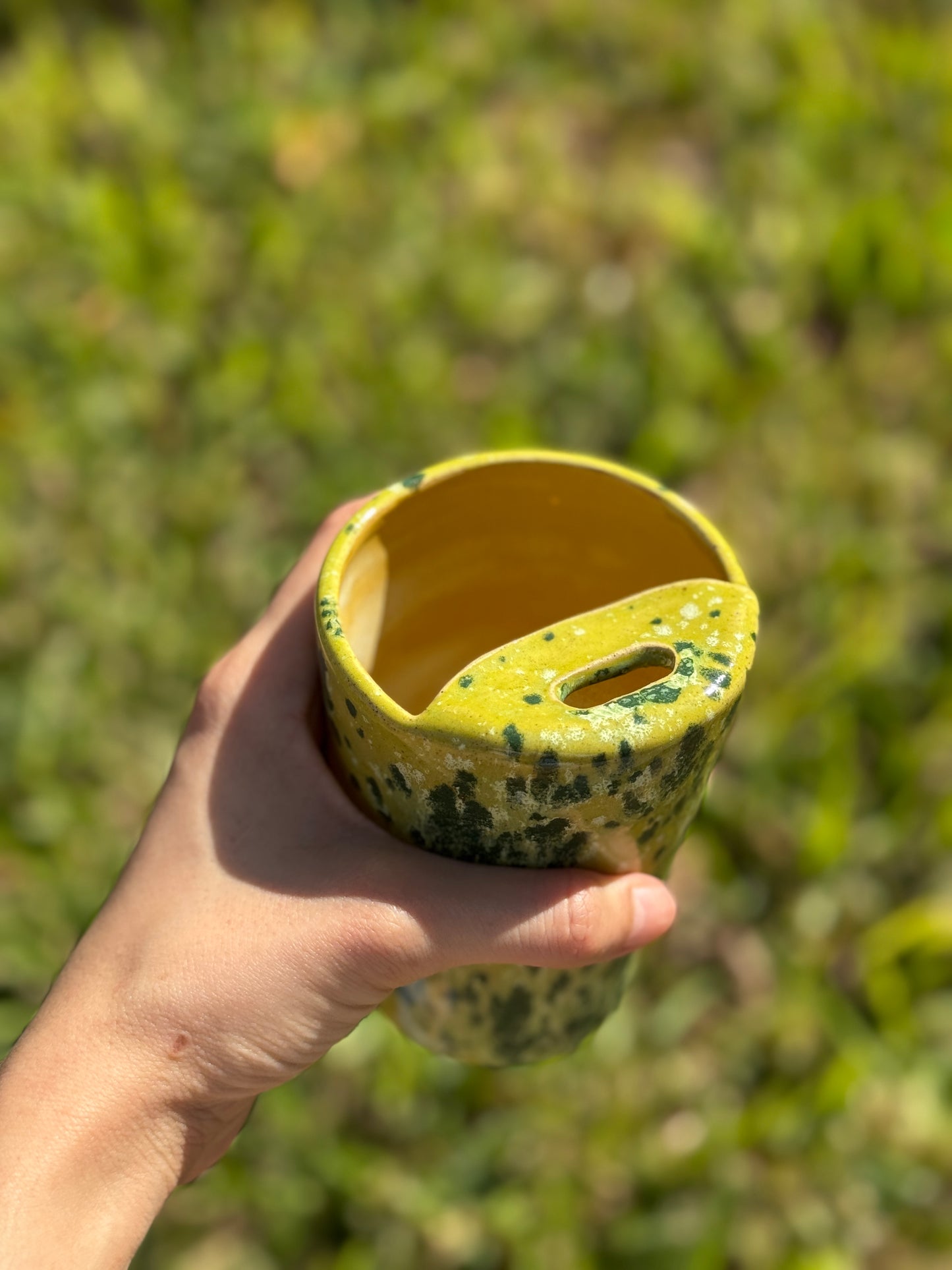 Funky green and yellow to go Mug