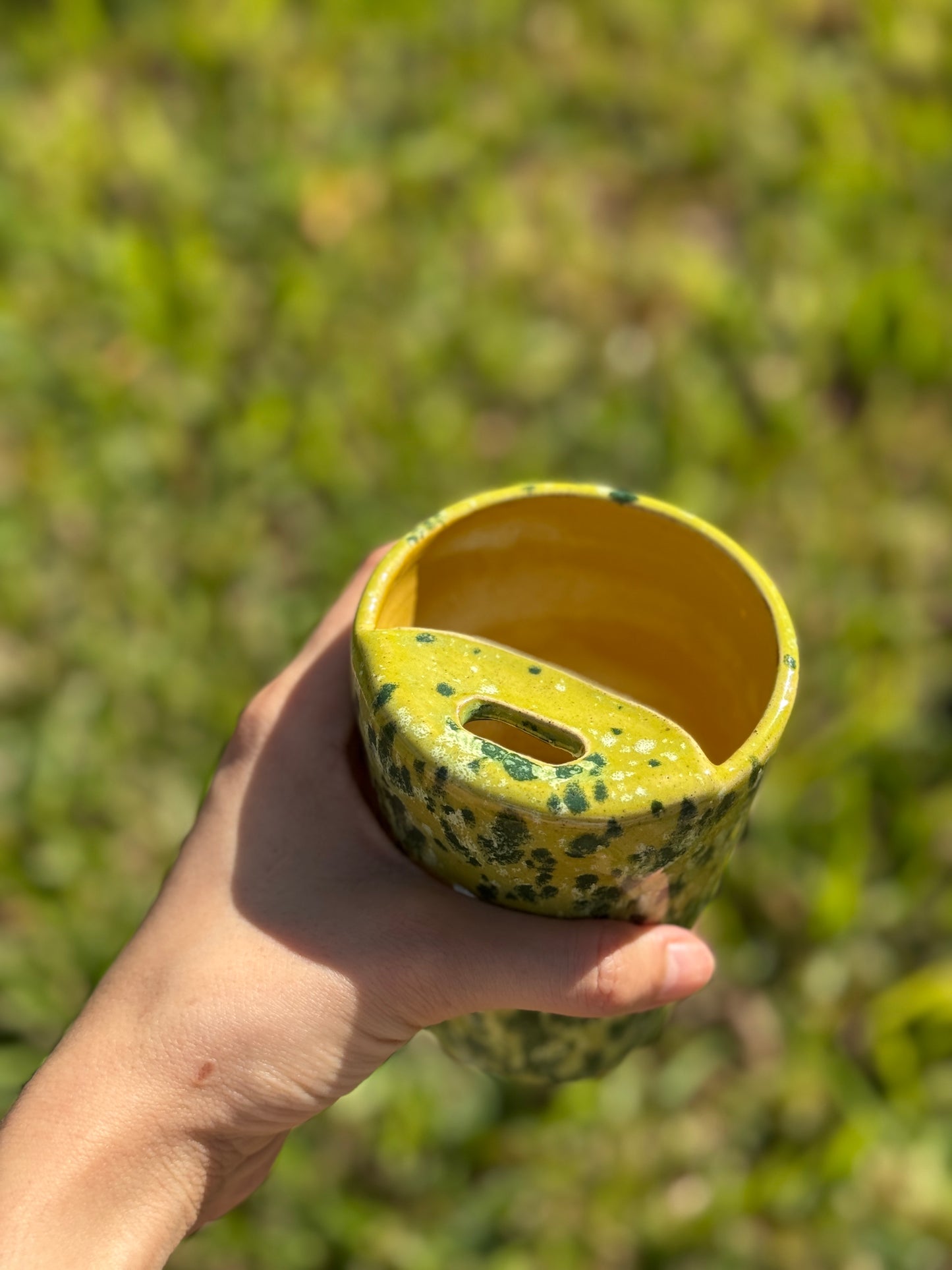 Funky green and yellow to go Mug
