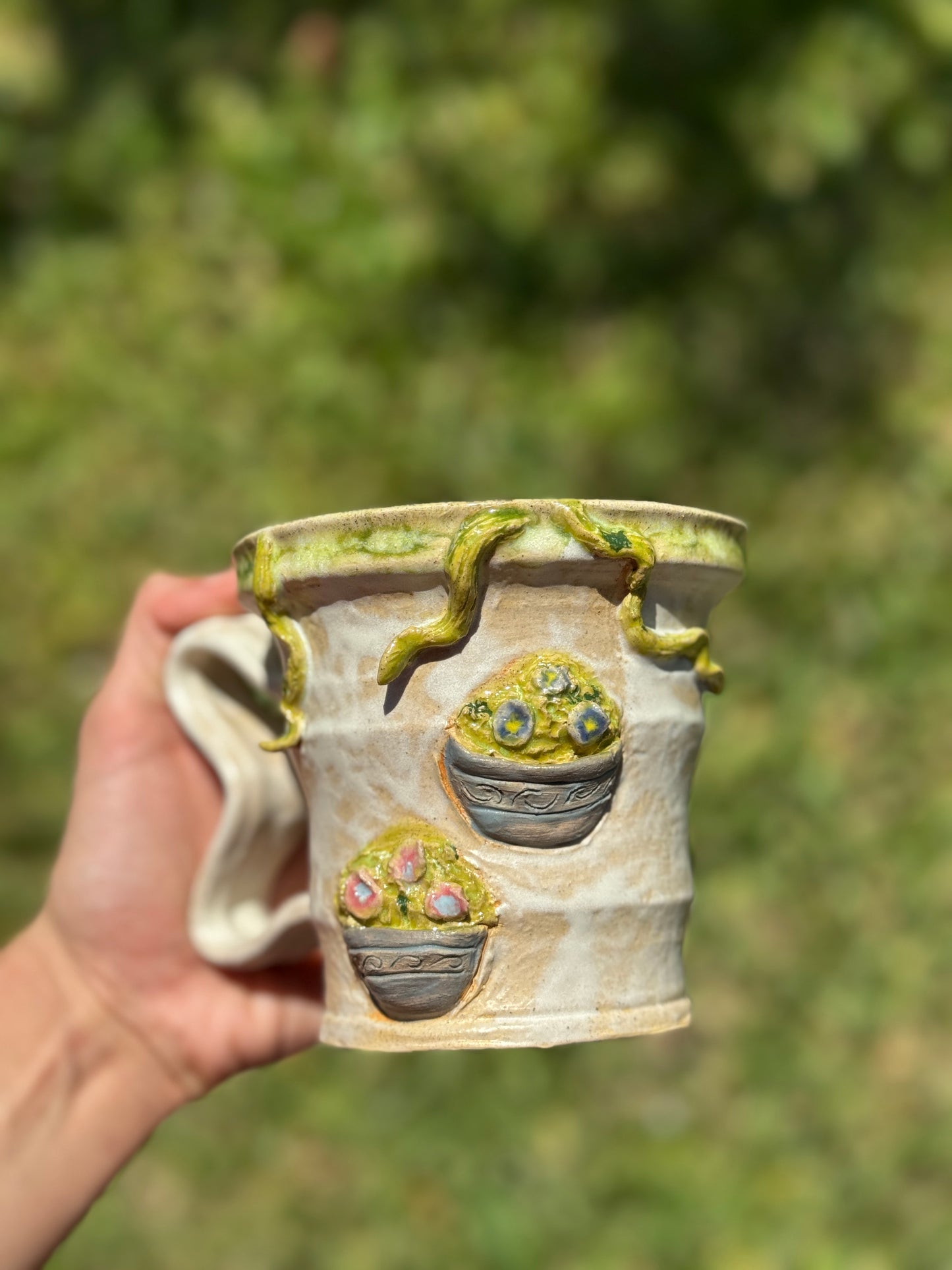 The planters on the wall