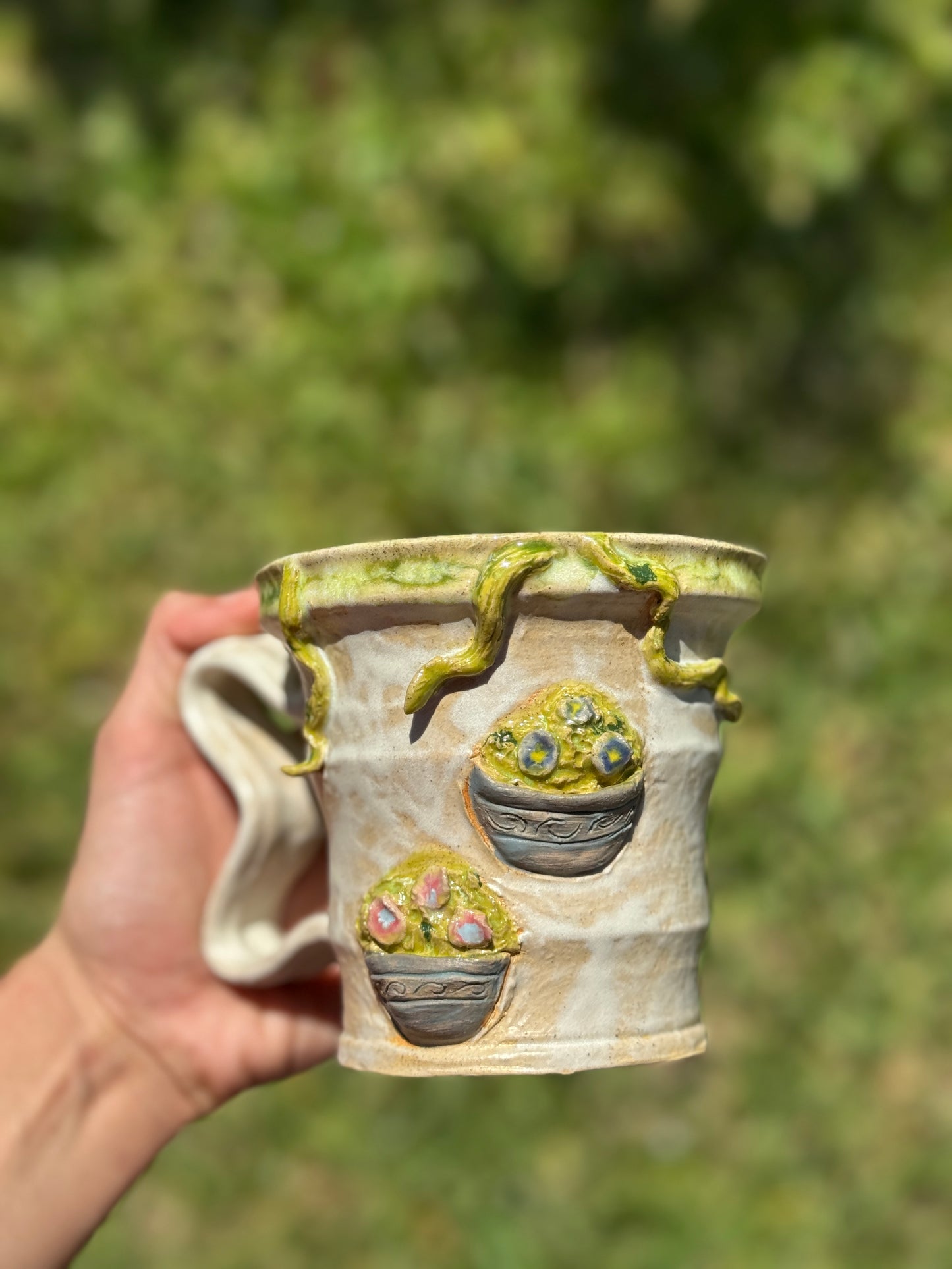 The planters on the wall