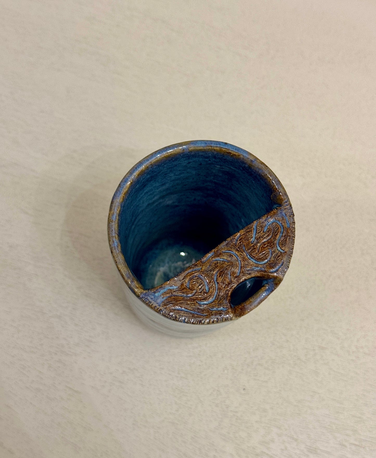Carved Blue Rutile Travel Mug