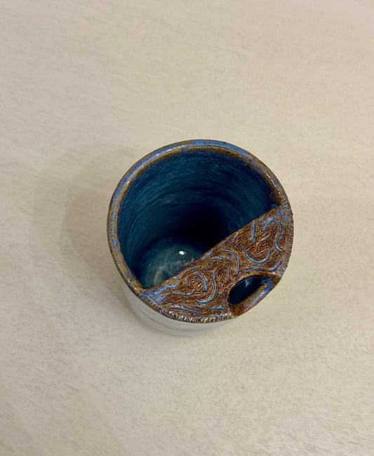 Carved Blue Rutile Travel Mug