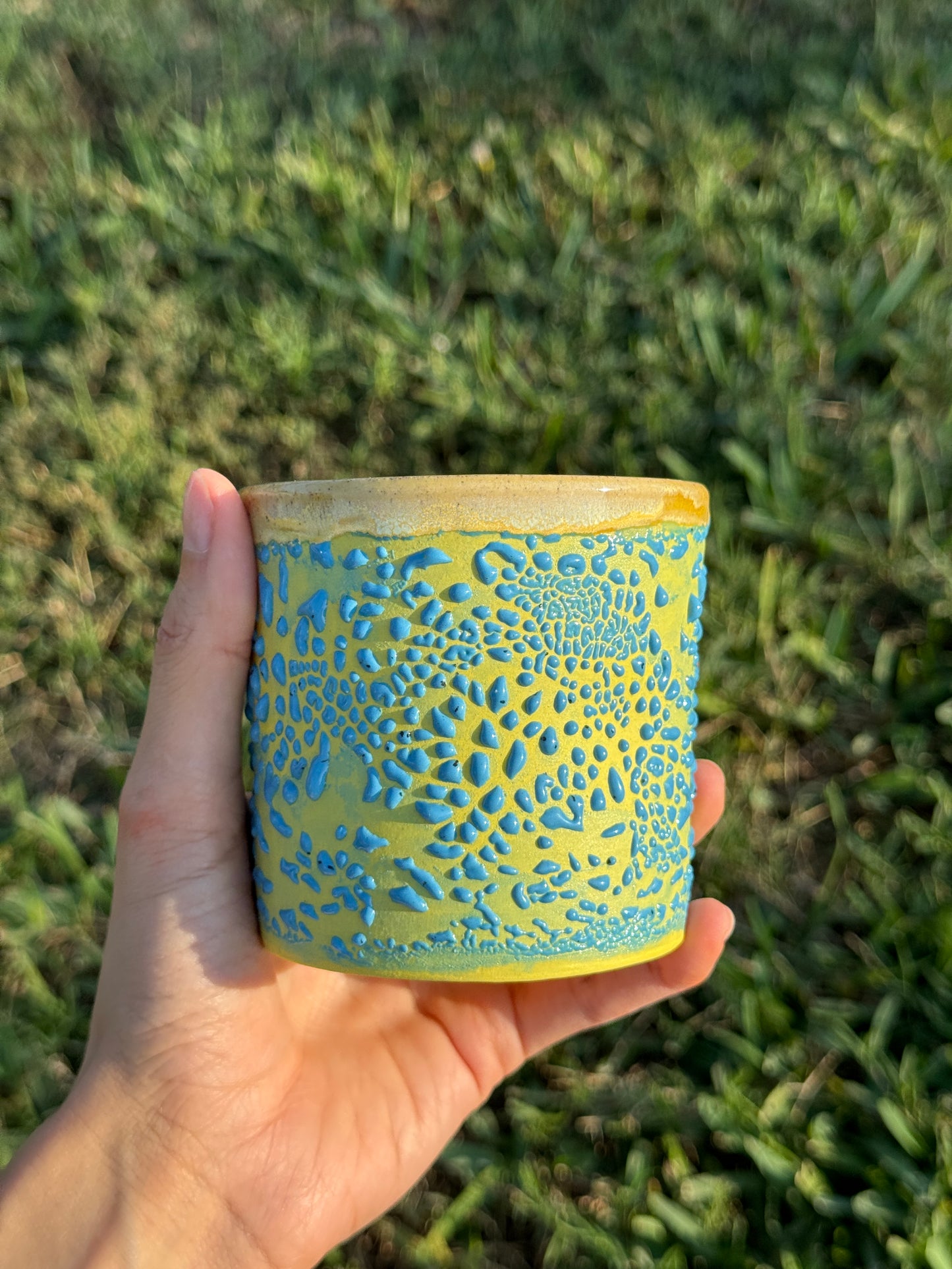 Yellow and Blue Crawl cup