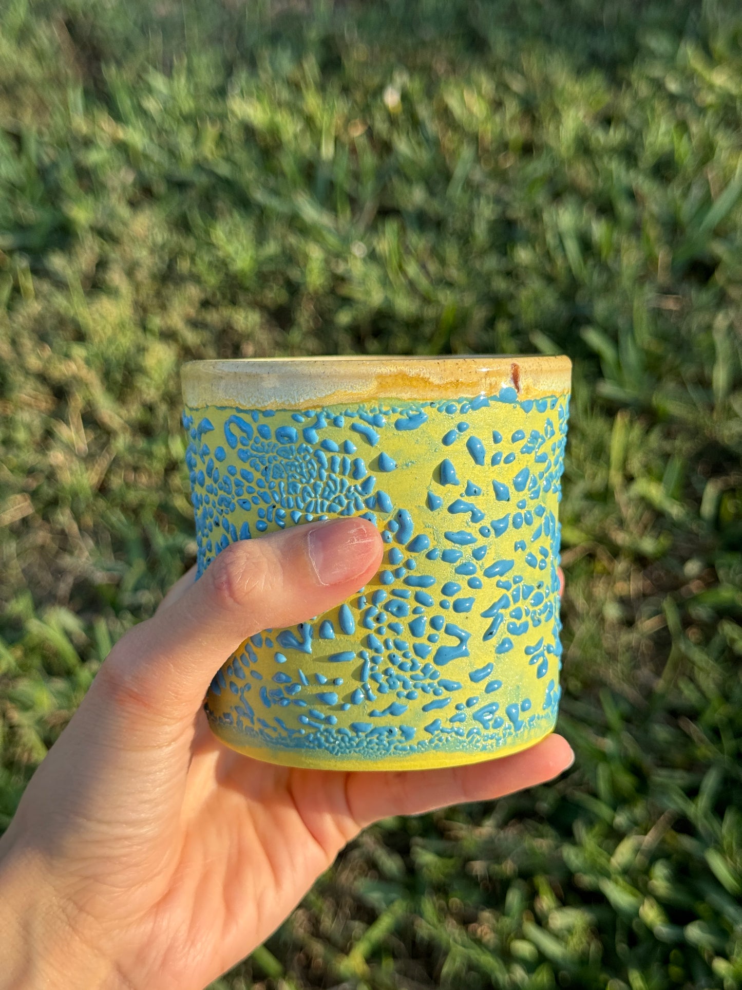 Yellow and Blue Crawl cup