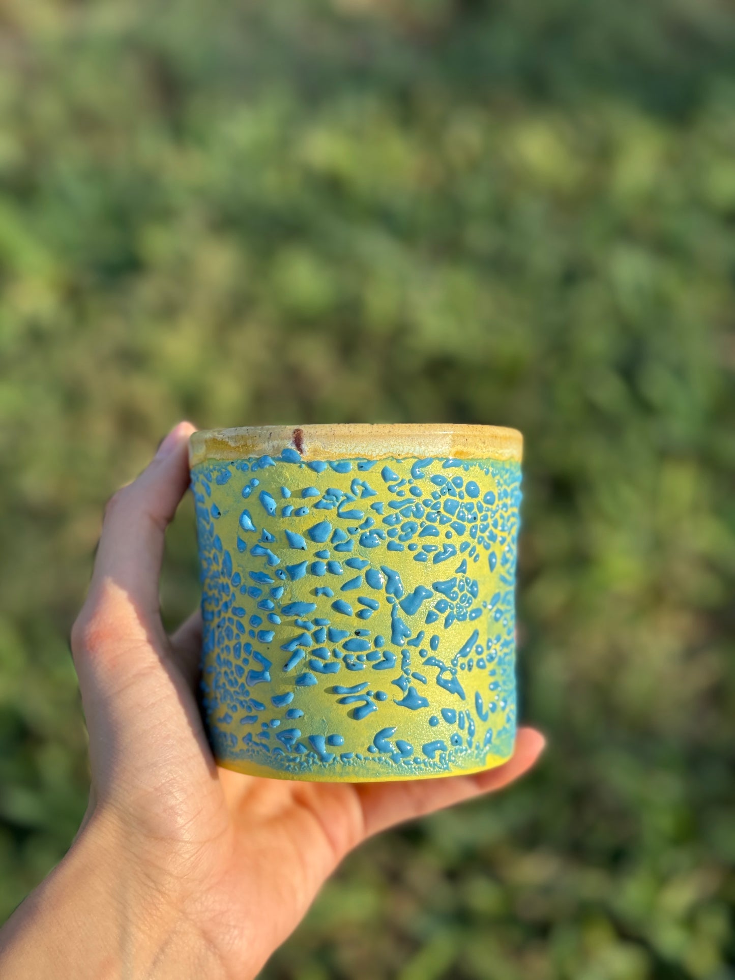 Yellow and Blue Crawl cup