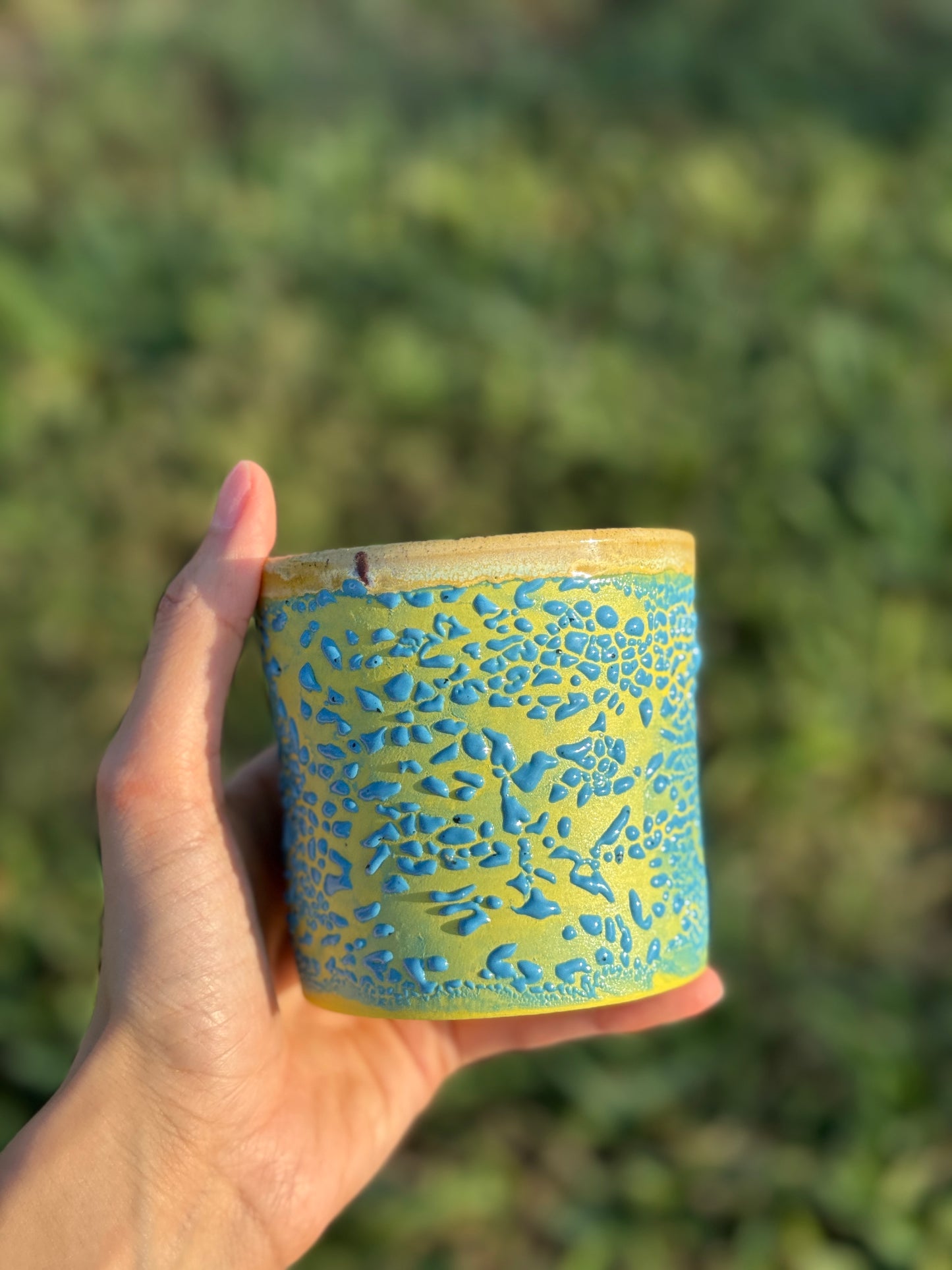 Yellow and Blue Crawl cup