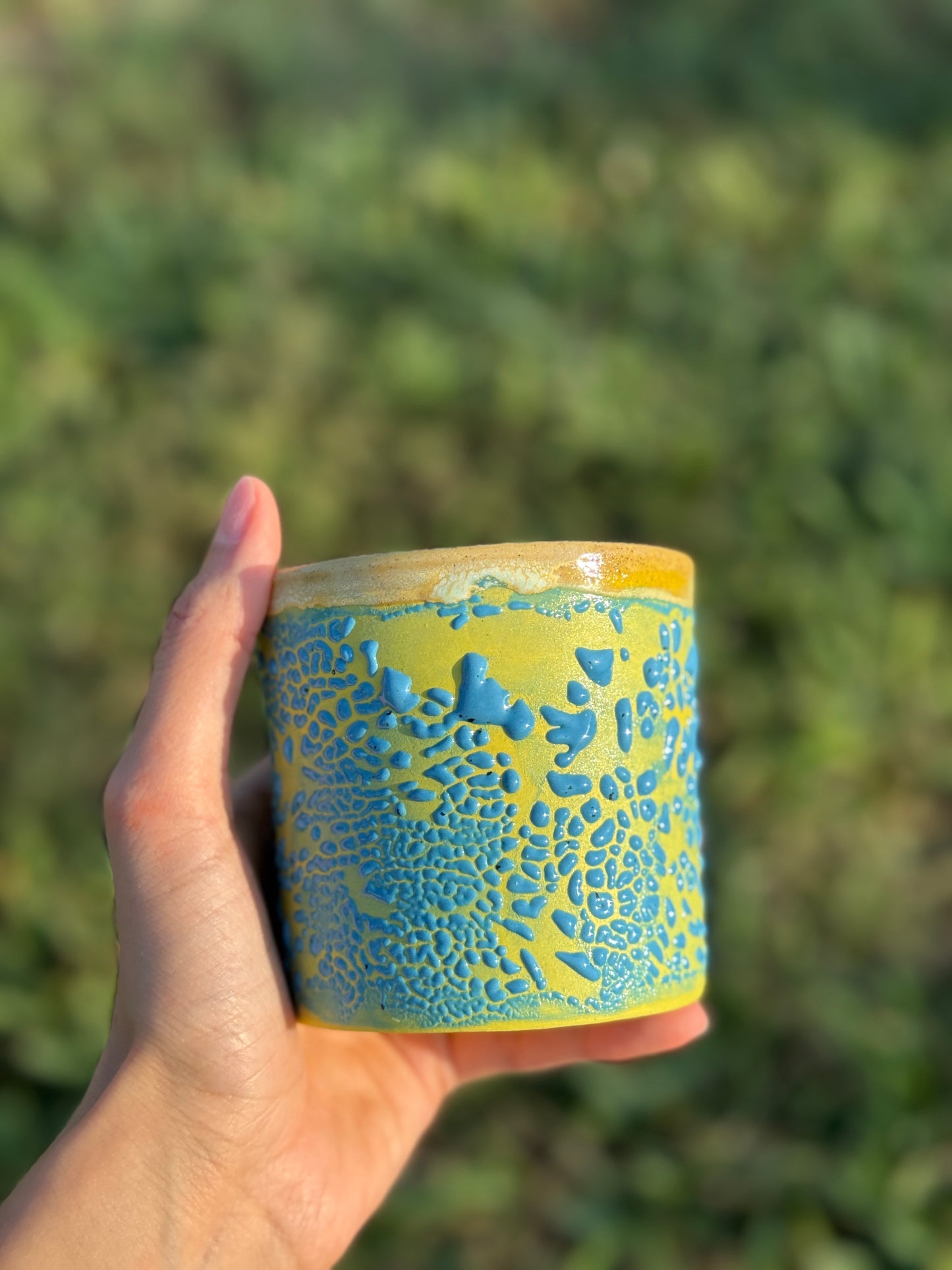 Yellow and Blue Crawl cup