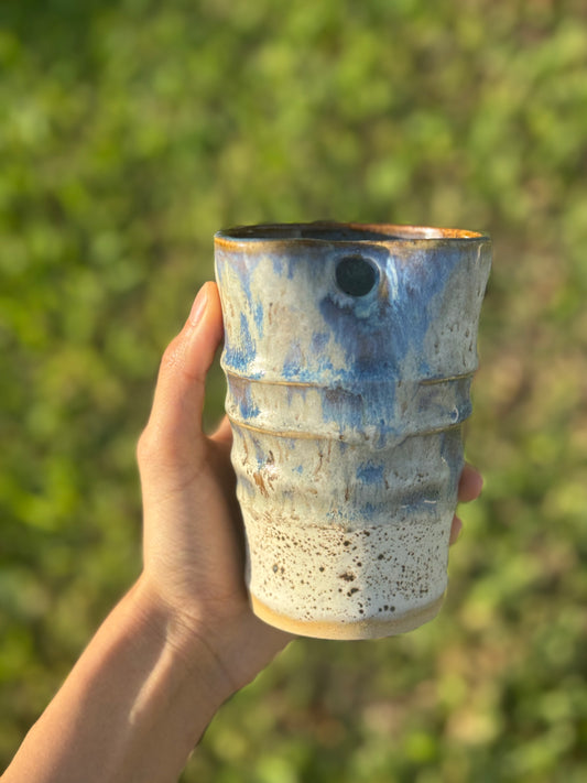 Speckle Drippy Blue Straw Mug