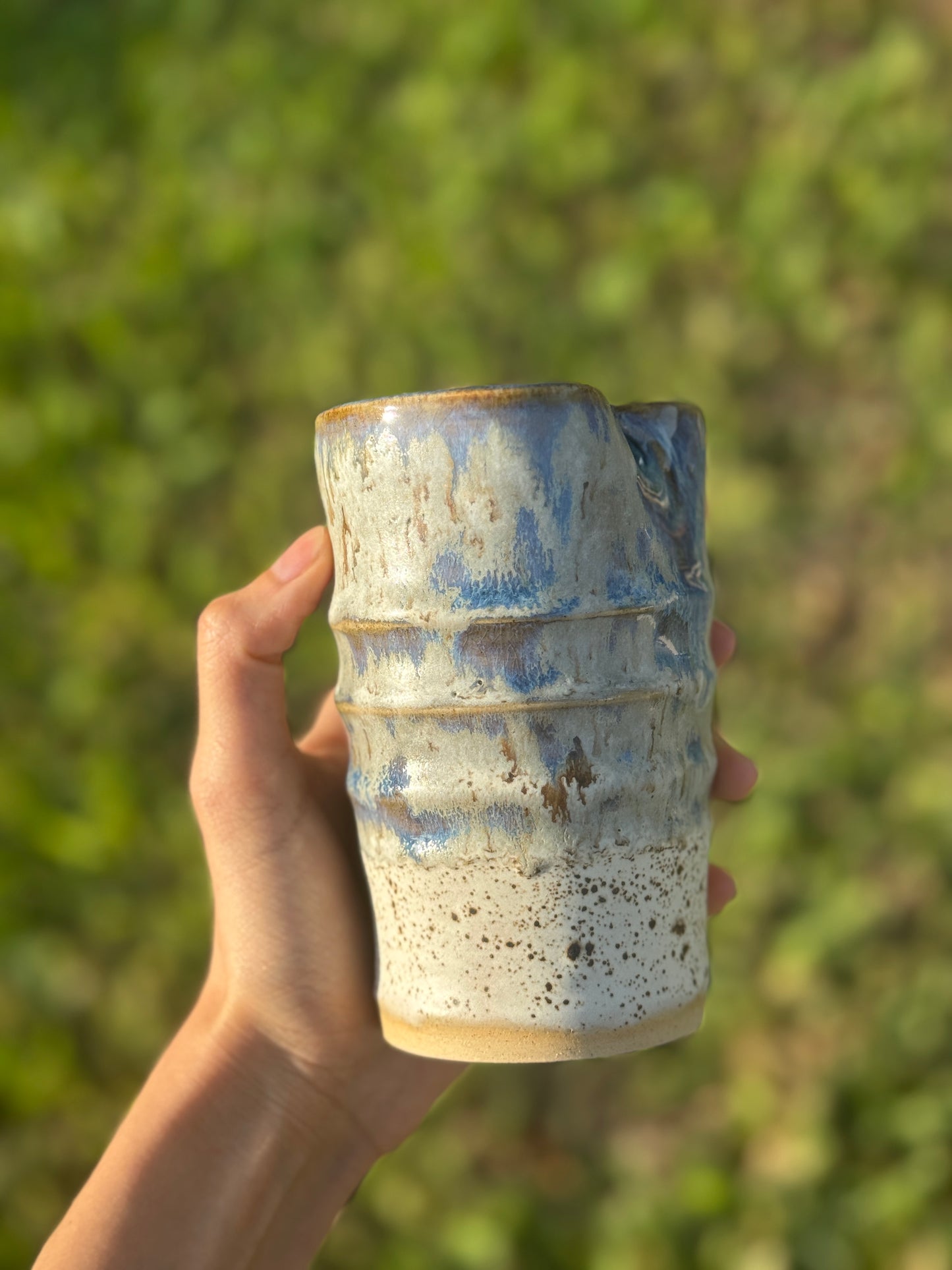Speckle Drippy Blue Straw Mug
