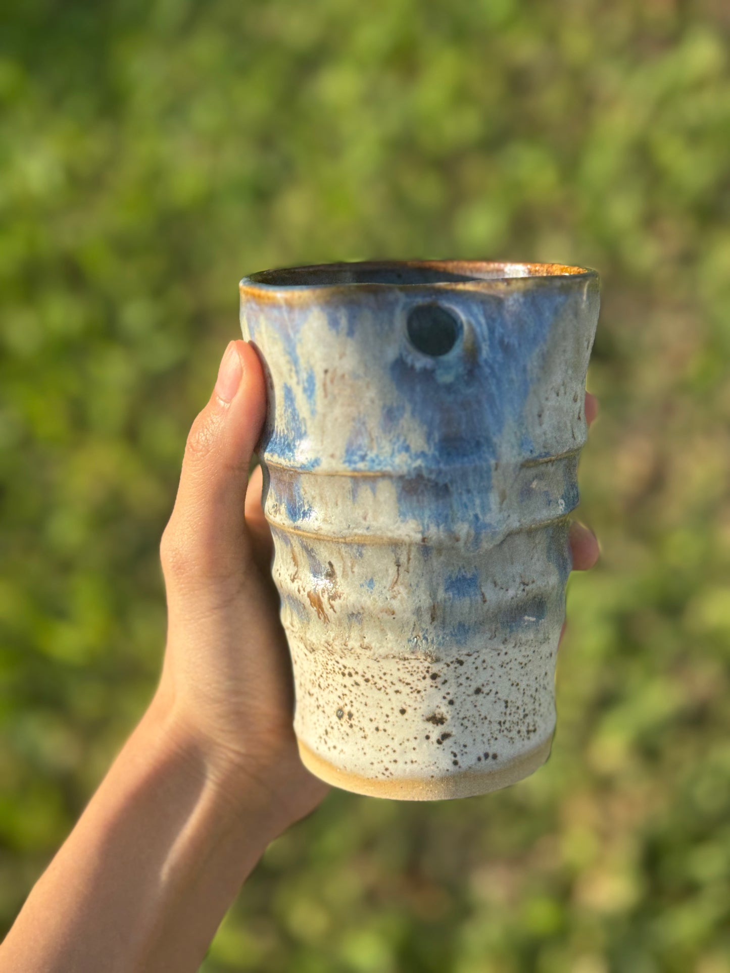 Speckle Drippy Blue Straw Mug