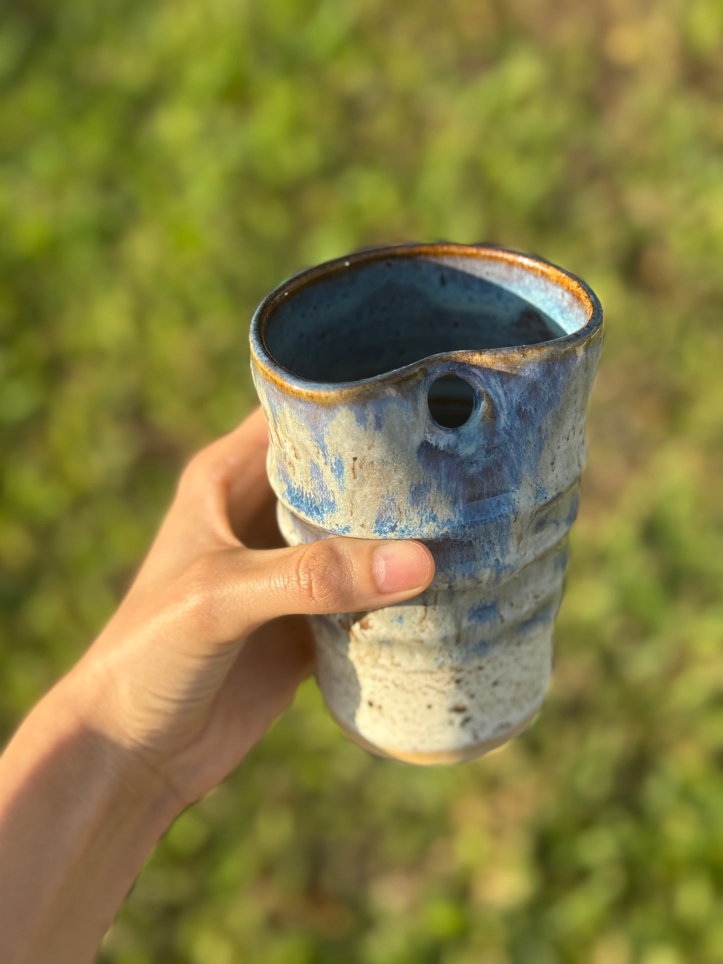 Speckle Drippy Blue Straw Mug