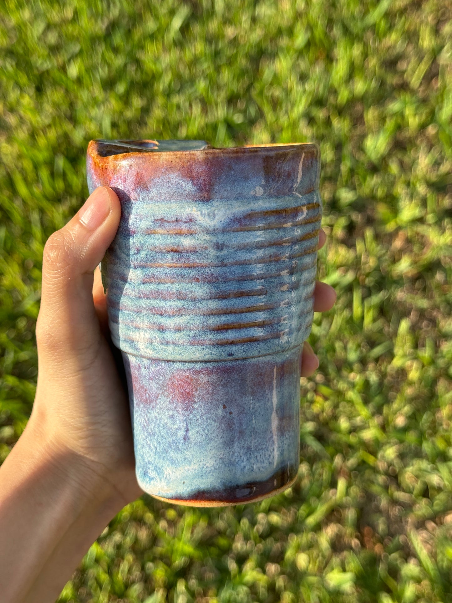 Denim pink wash to go mug