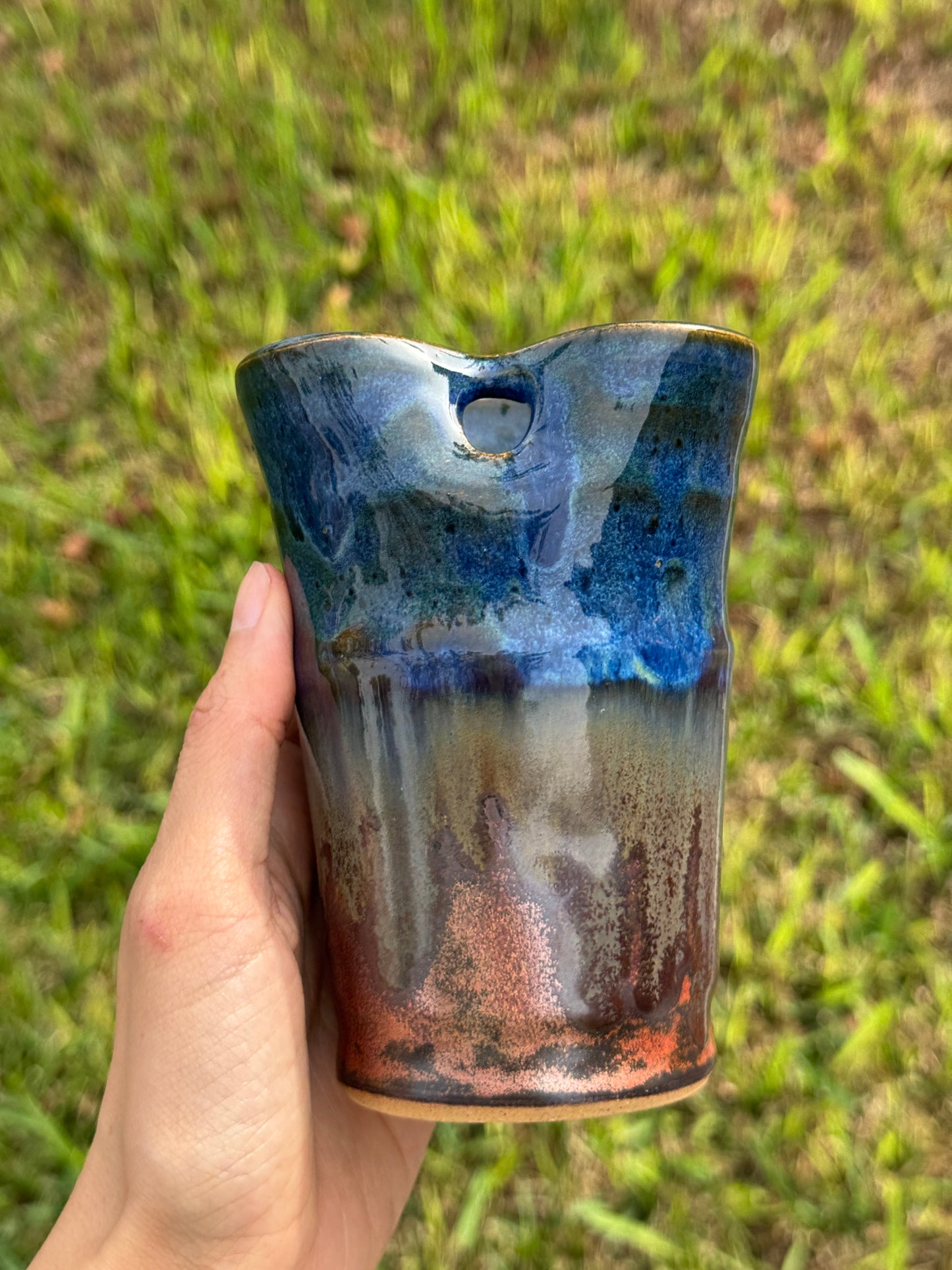 Copper and Blue to go Straw mug