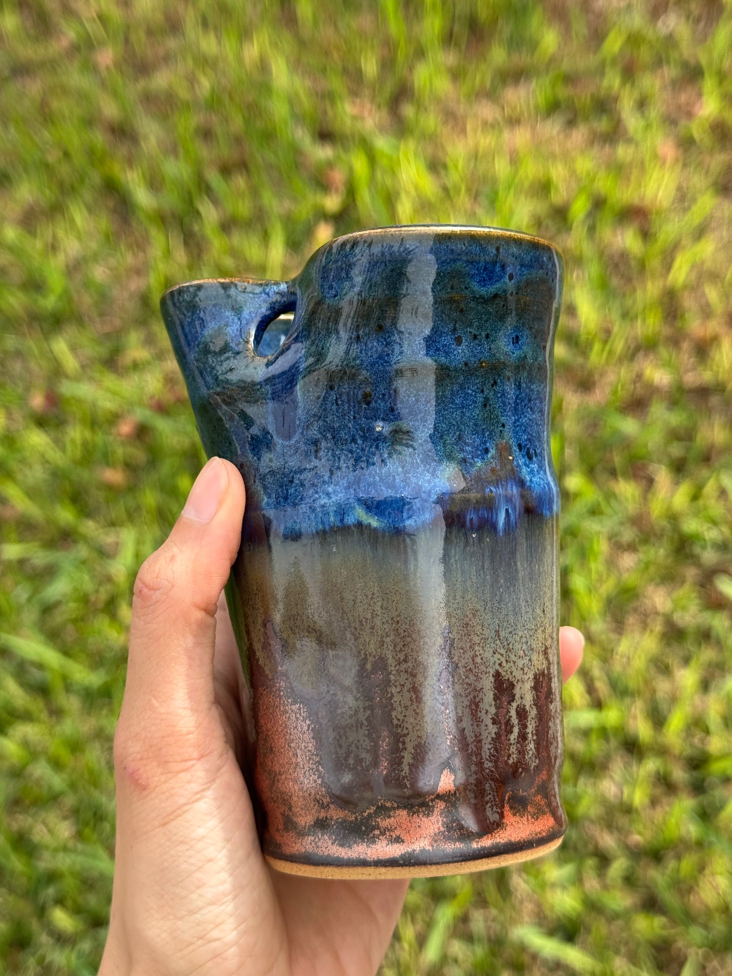 Copper and Blue to go Straw mug
