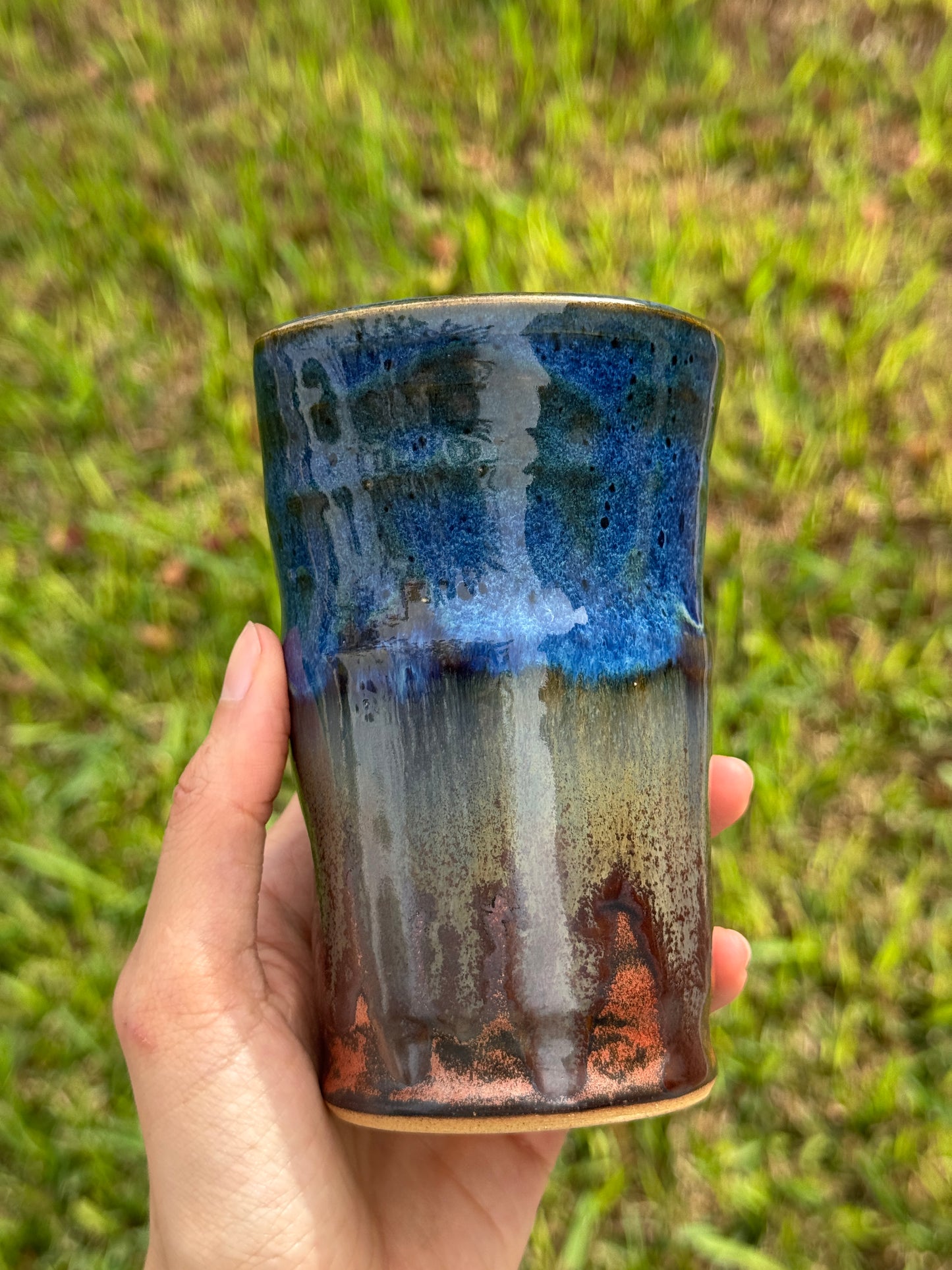 Copper and Blue to go Straw mug