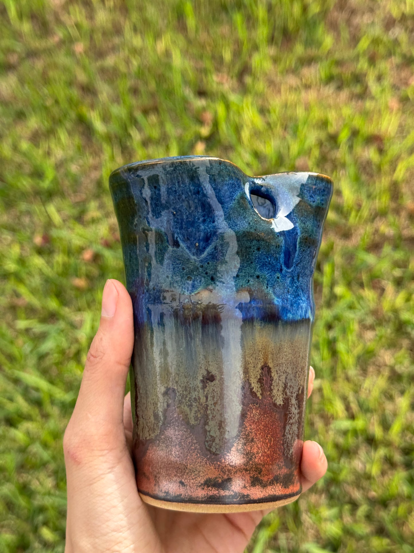 Copper and Blue to go Straw mug
