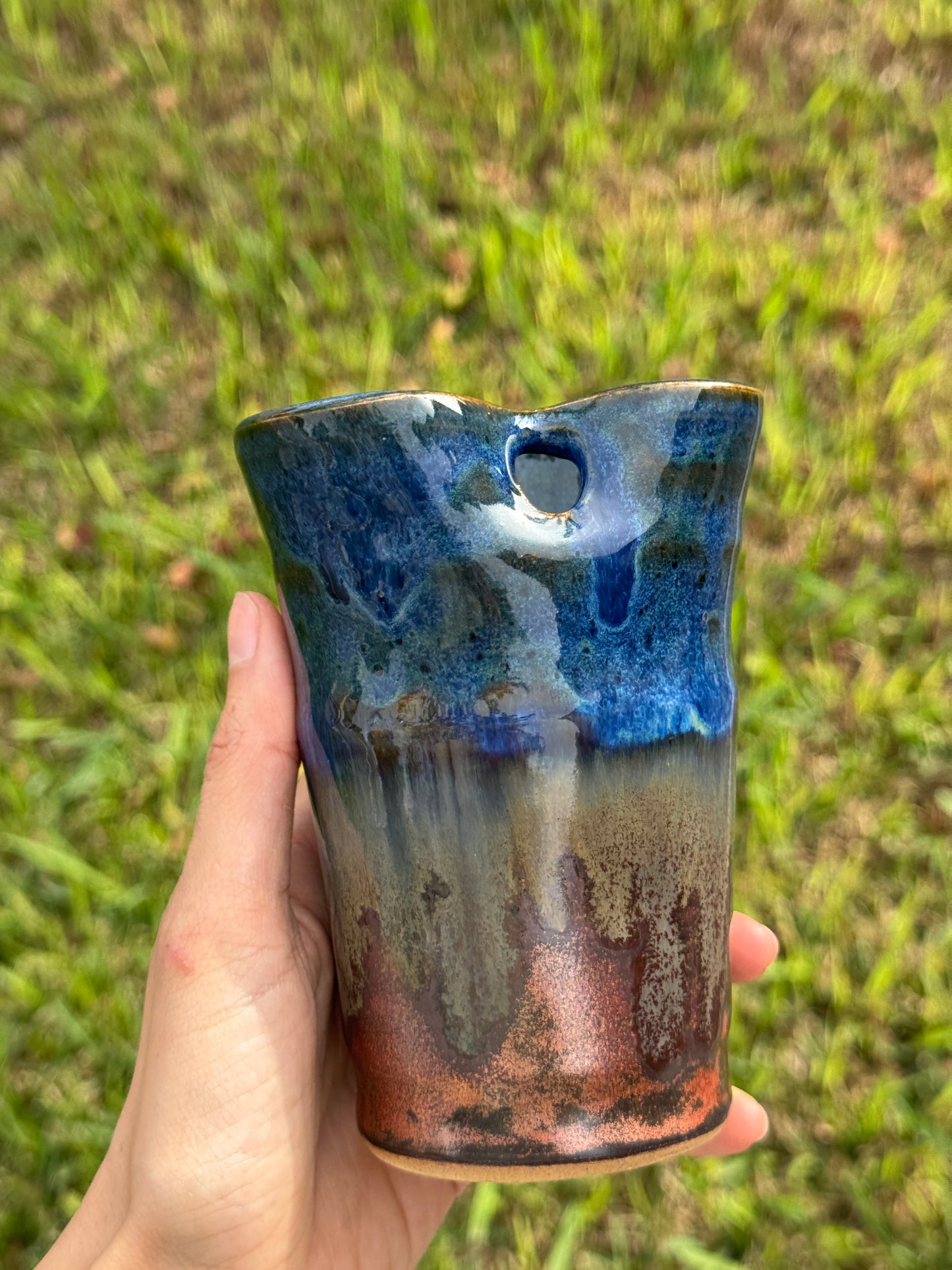 Copper and Blue to go Straw mug