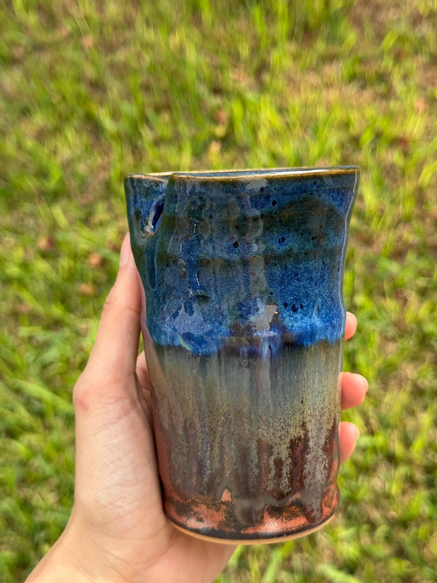 Copper and Blue to go Straw mug