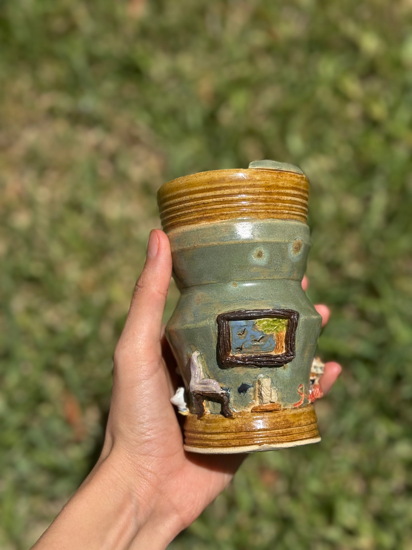 Siamese and Calico cat to go mug