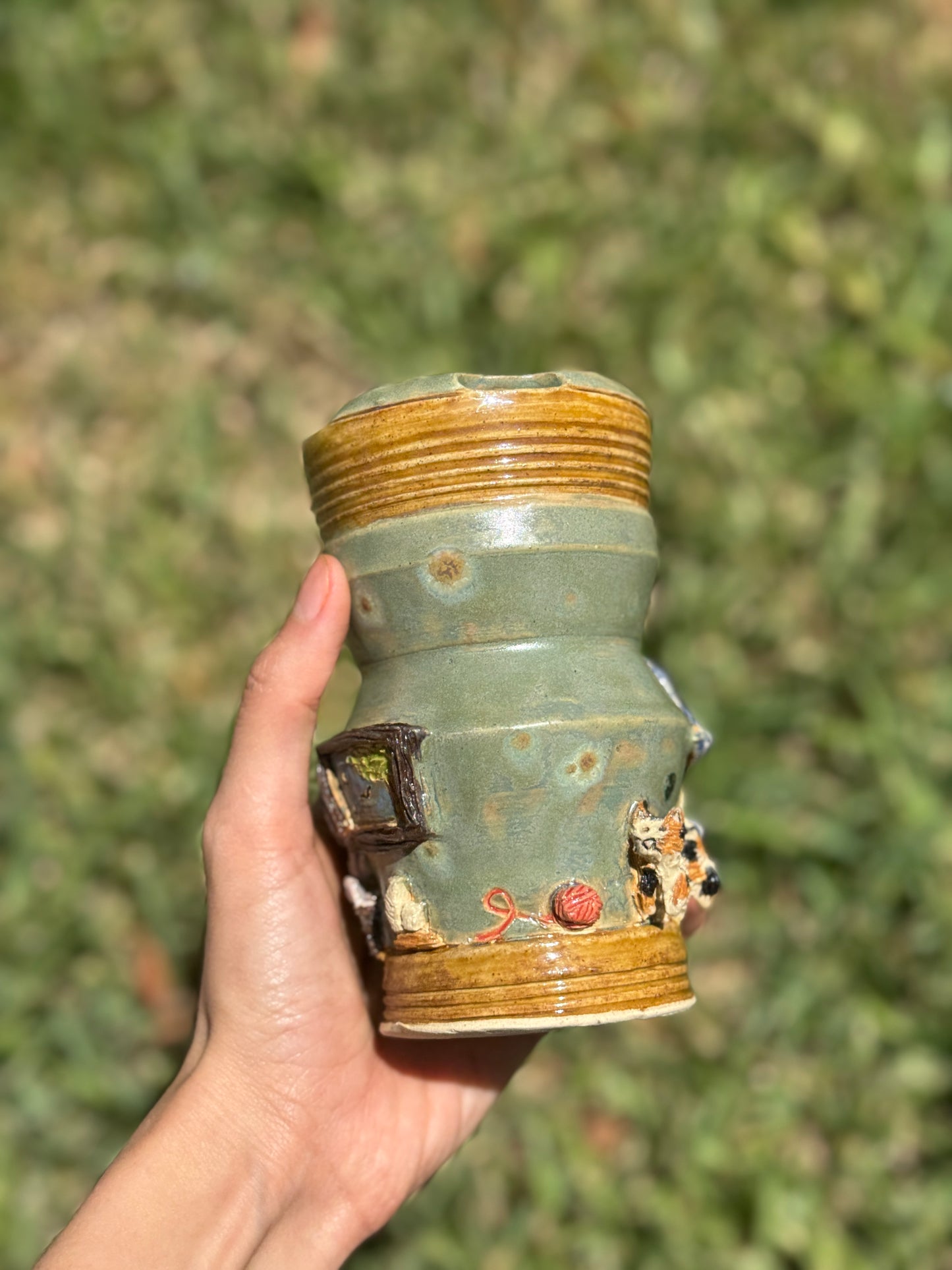 Siamese and Calico cat to go mug