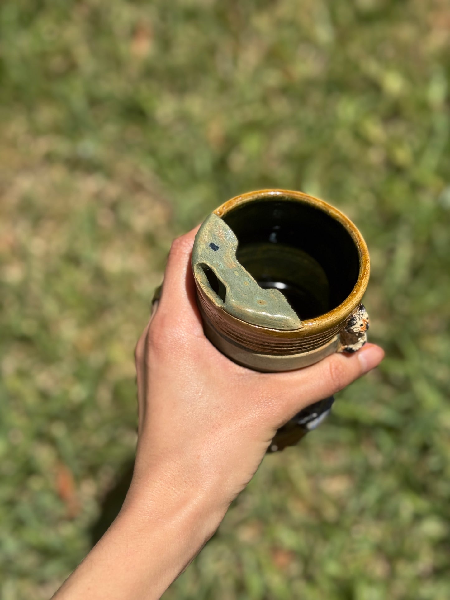 Siamese and Calico cat to go mug
