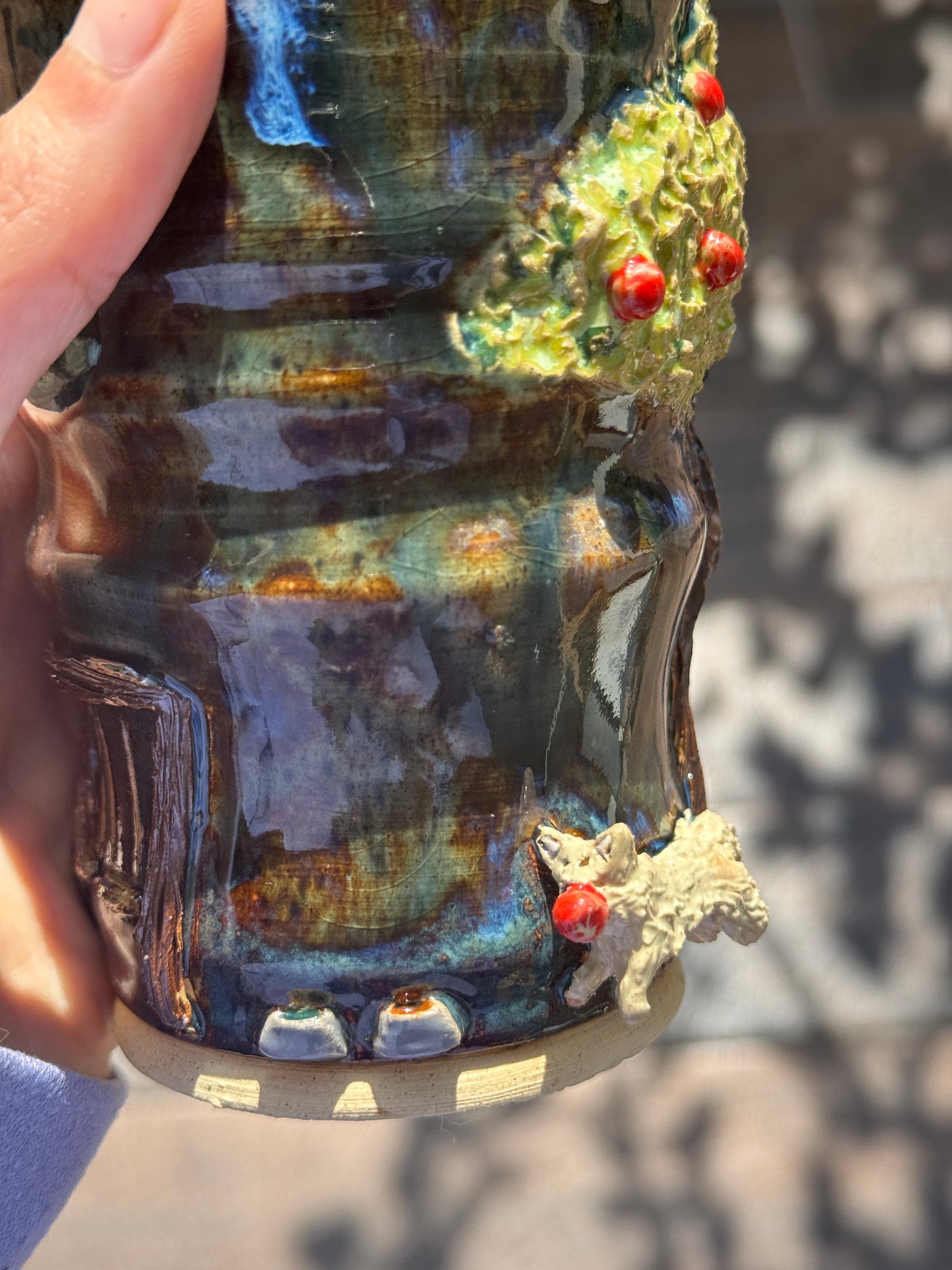 The dog by the apple tree