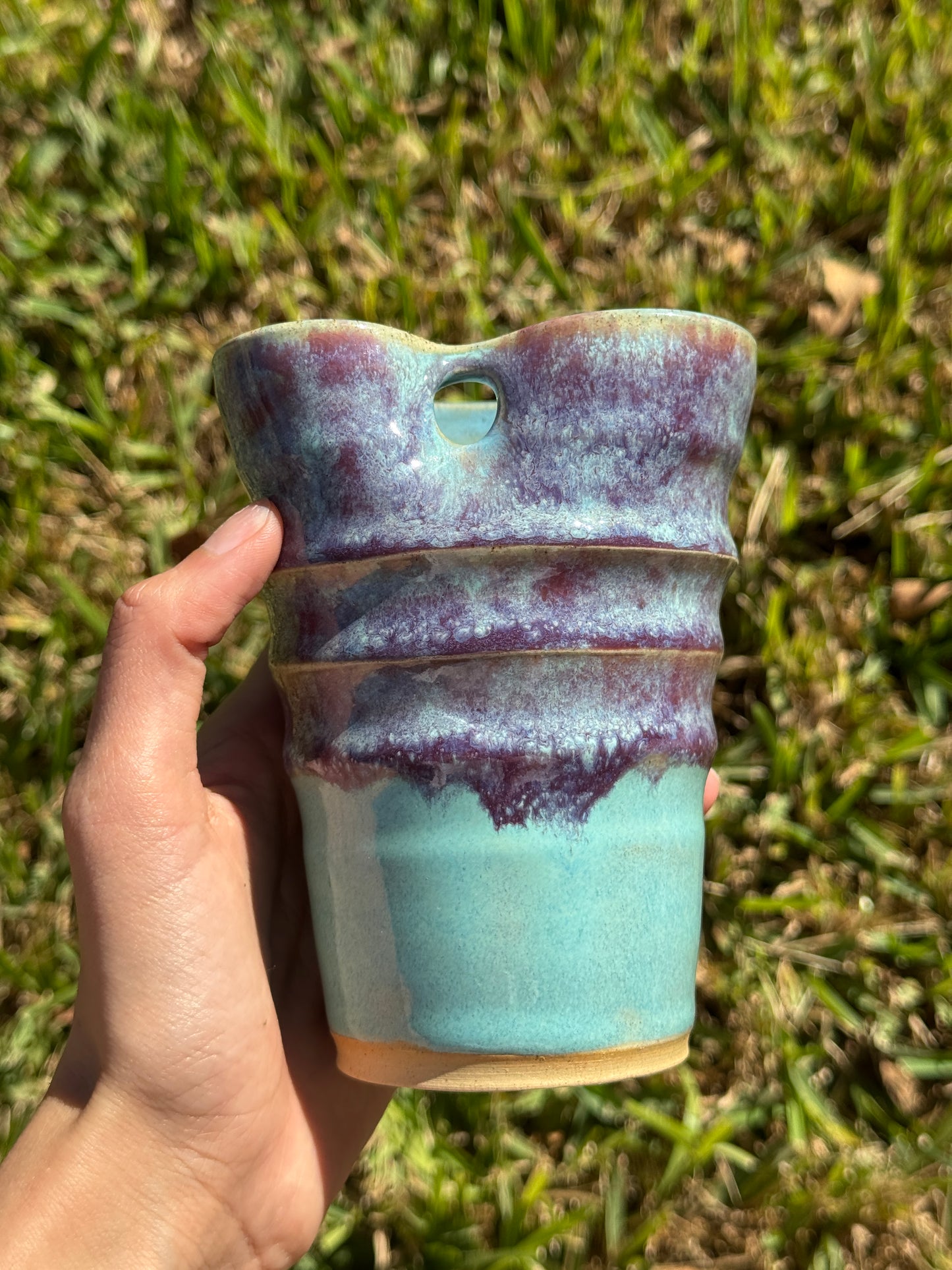 Melting purples straw mug