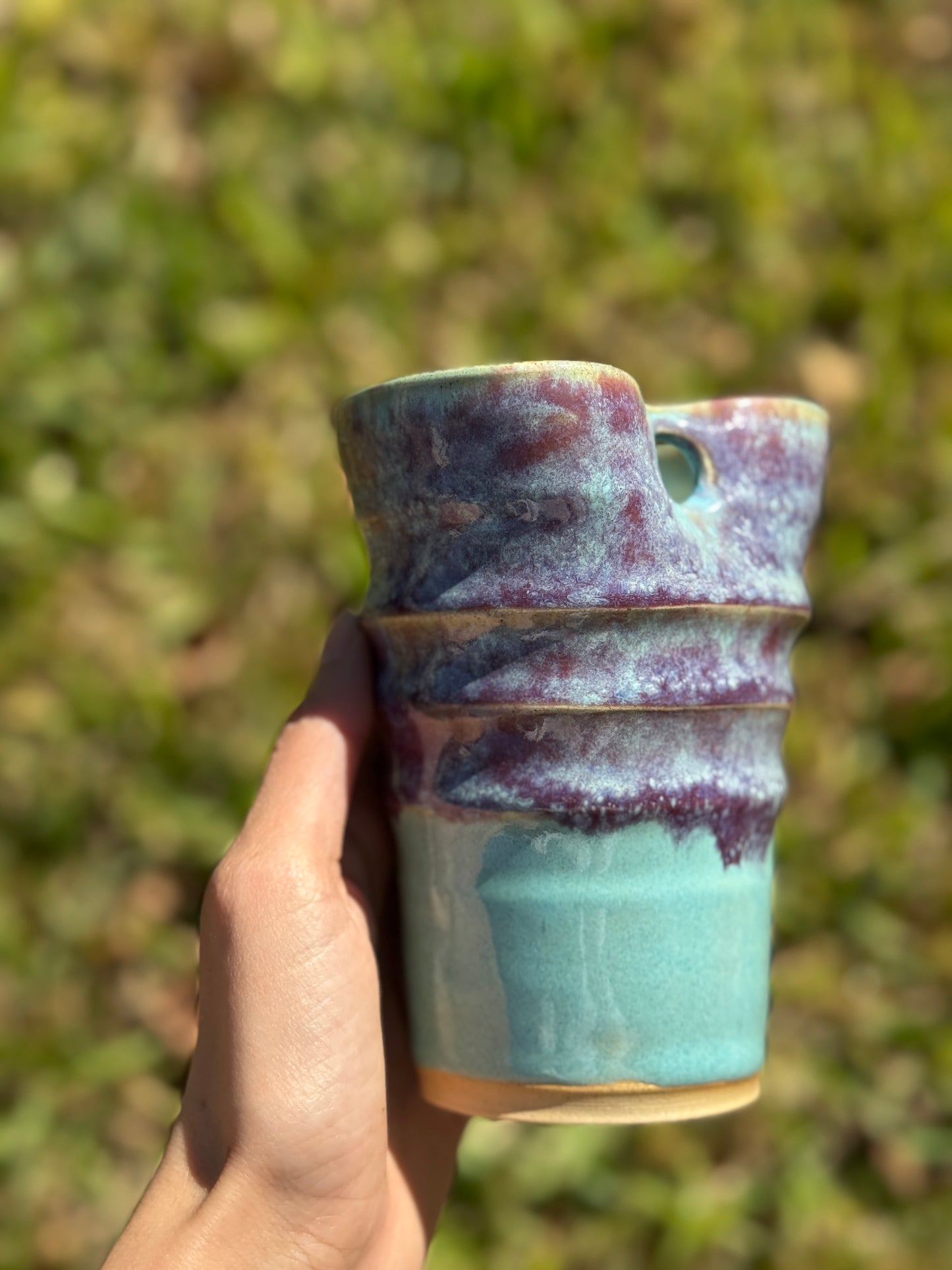 Melting purples straw mug