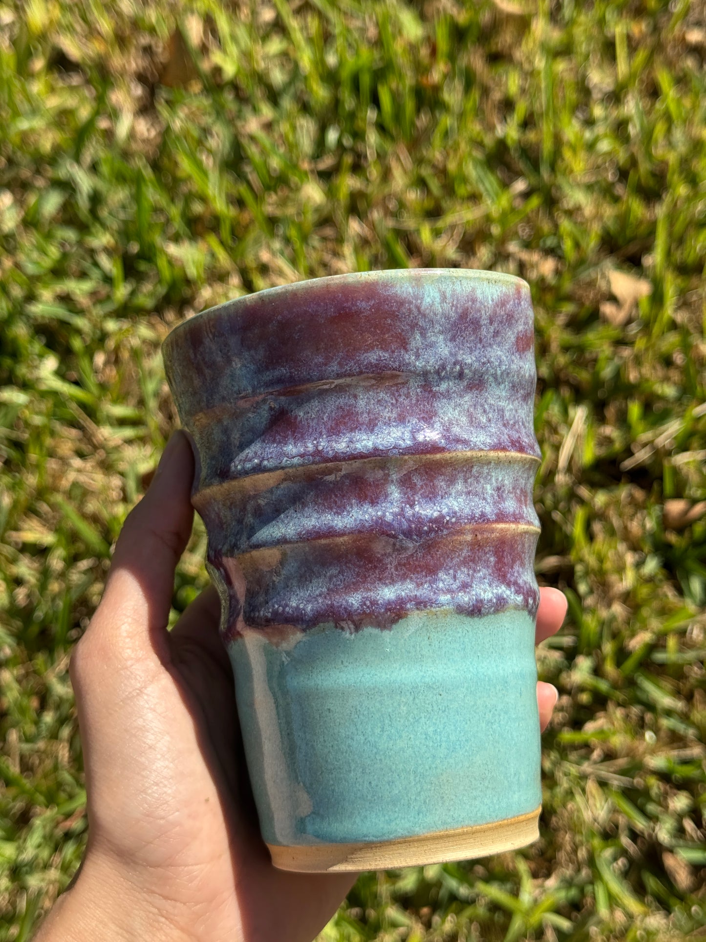 Melting purples straw mug
