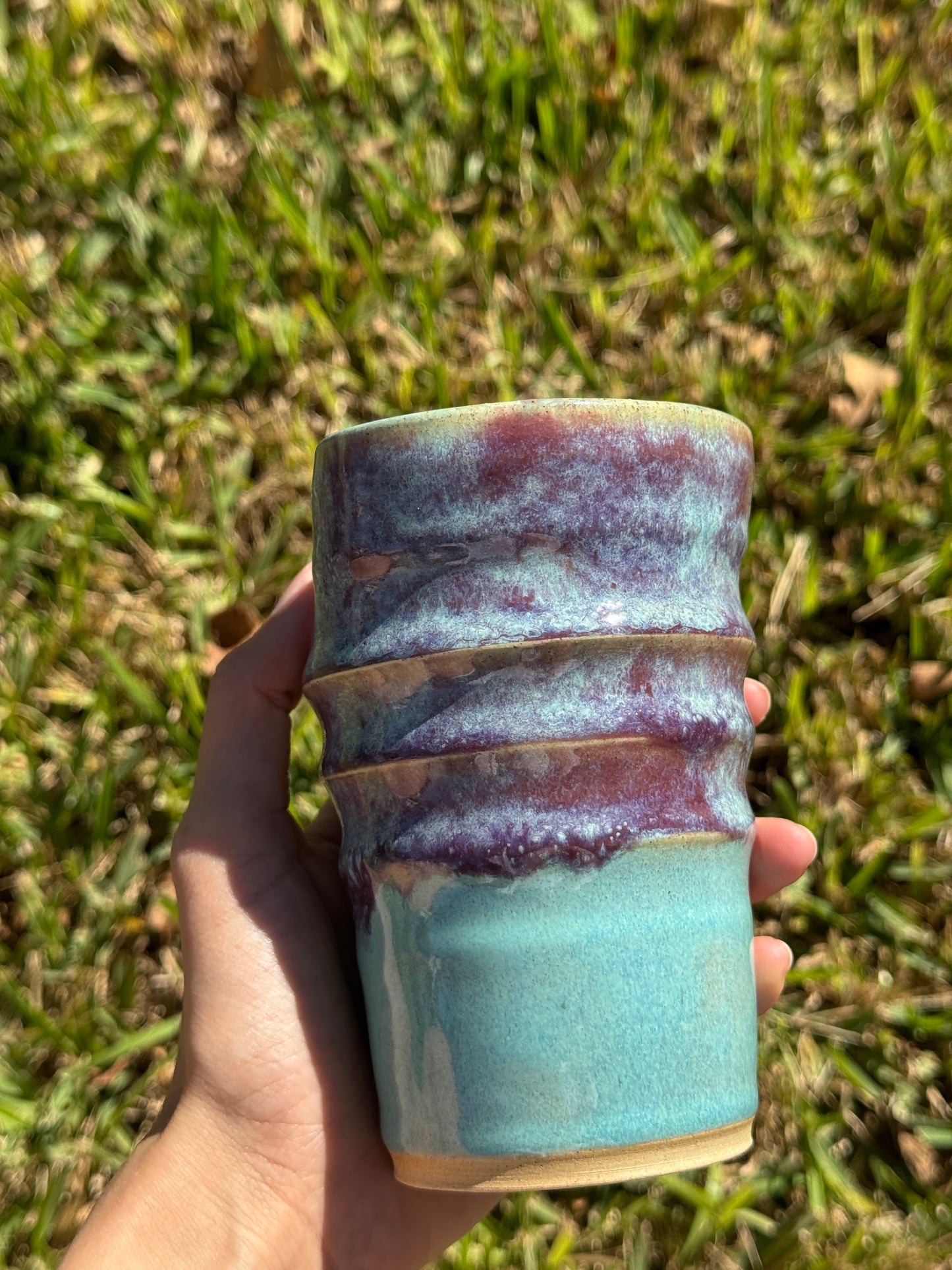 Melting purples straw mug