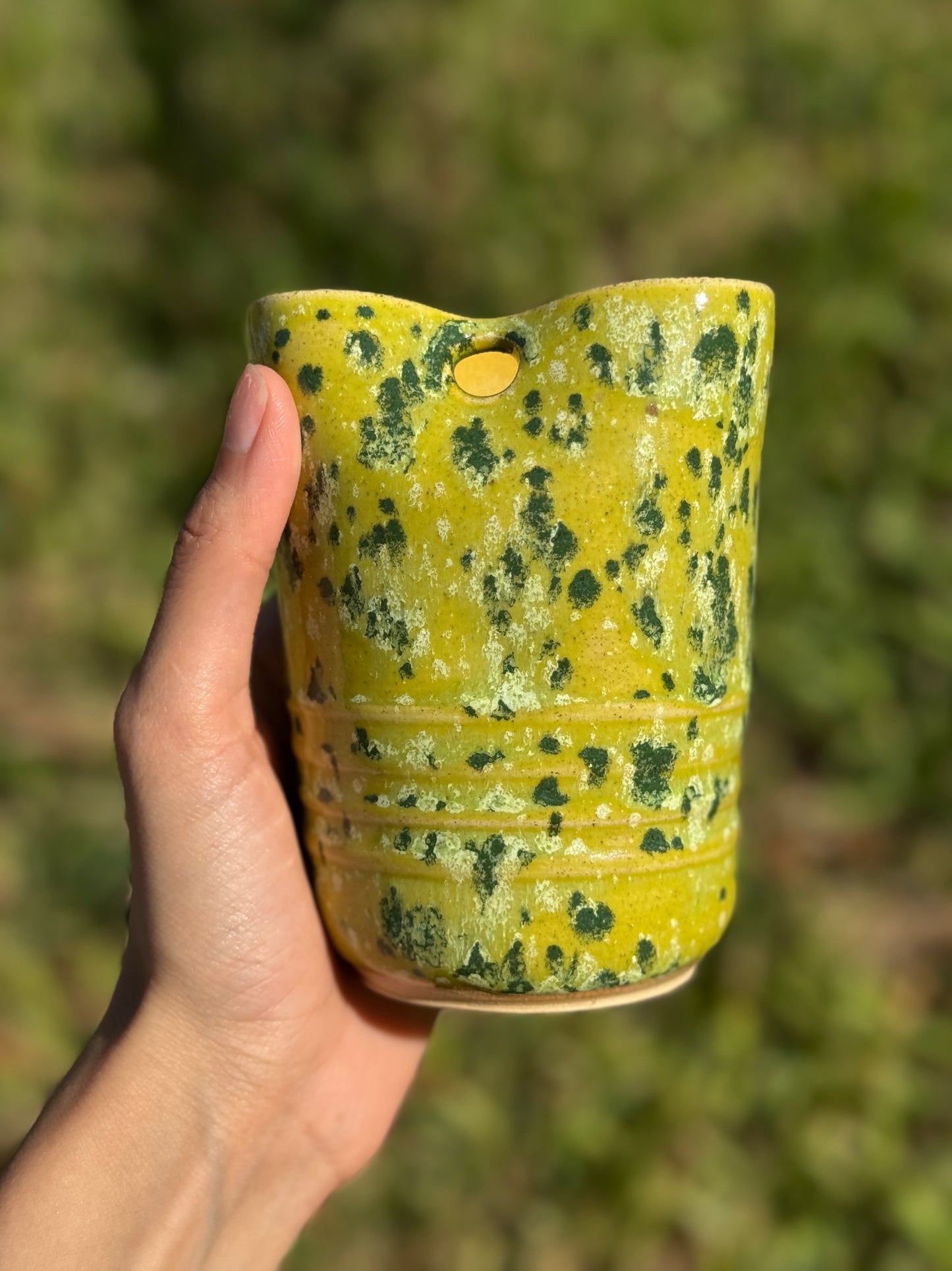 Funky green straw mug