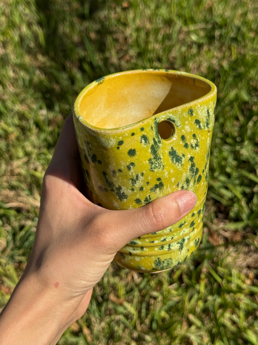 Funky green straw mug