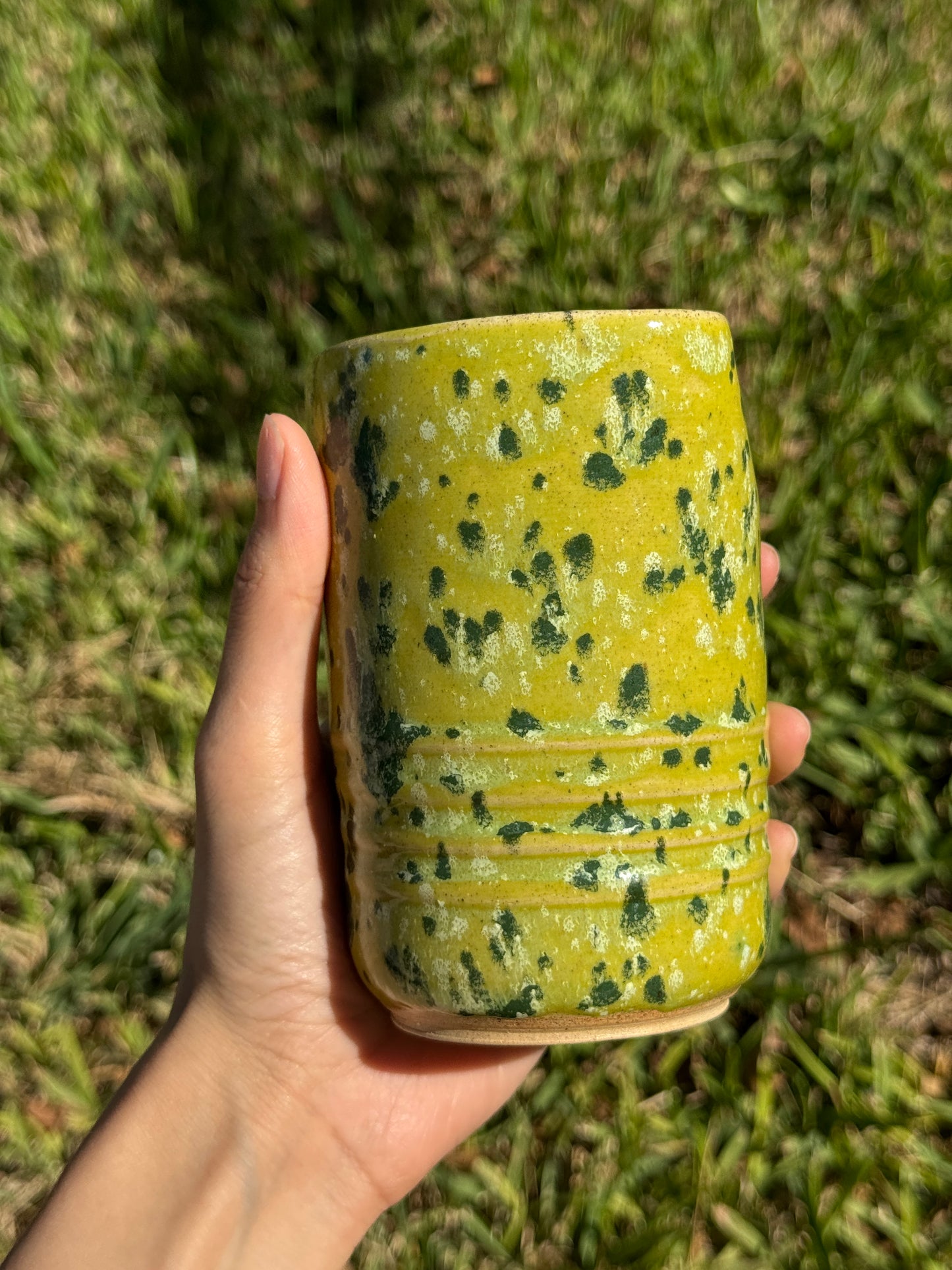 Funky green straw mug