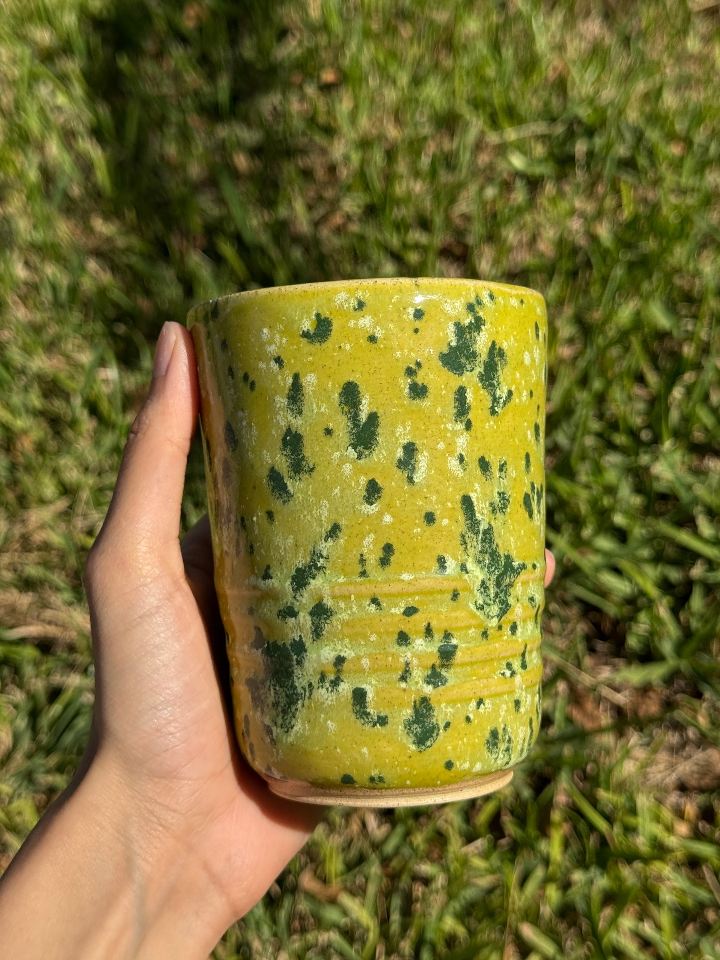 Funky green straw mug