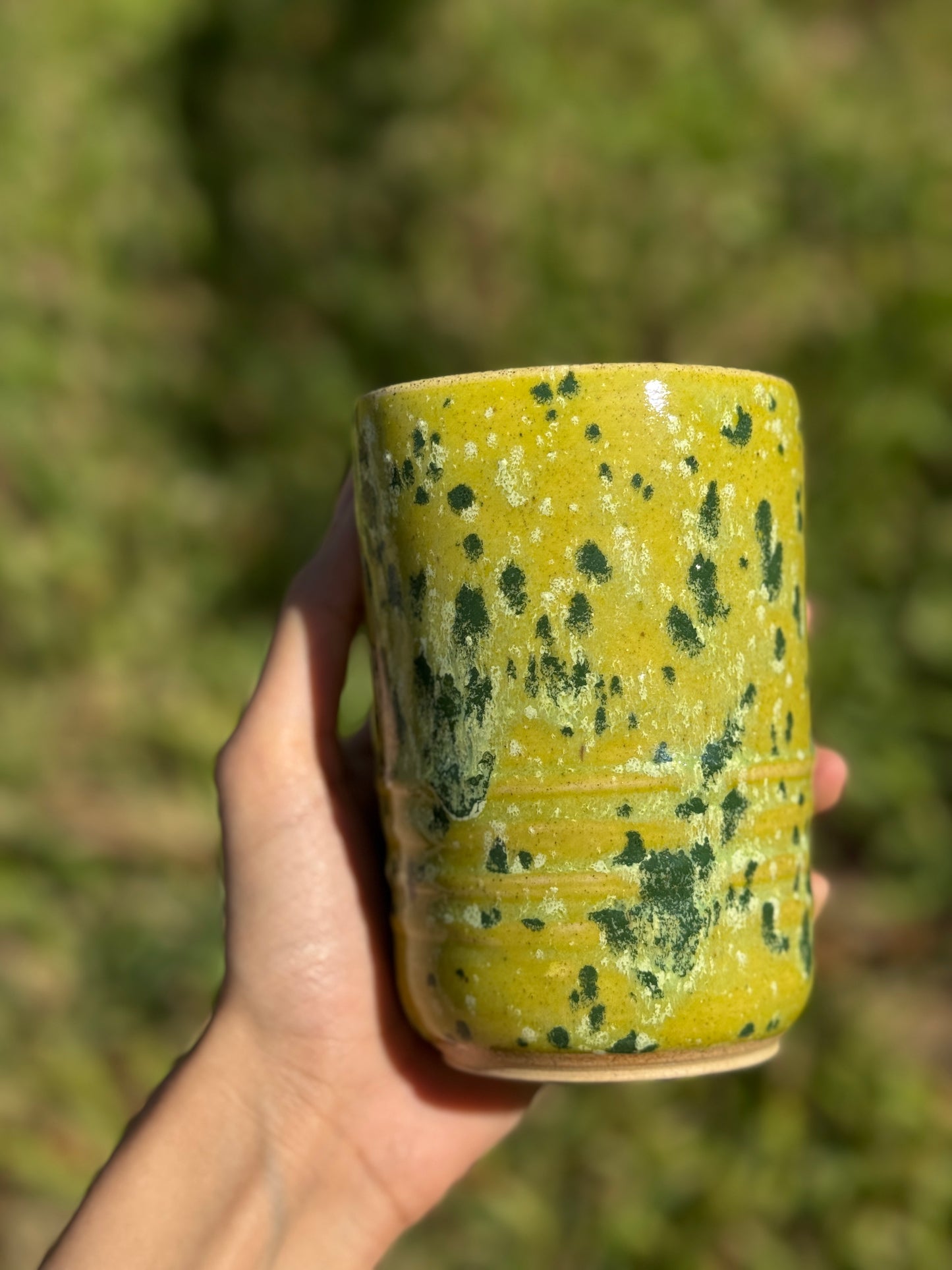 Funky green straw mug