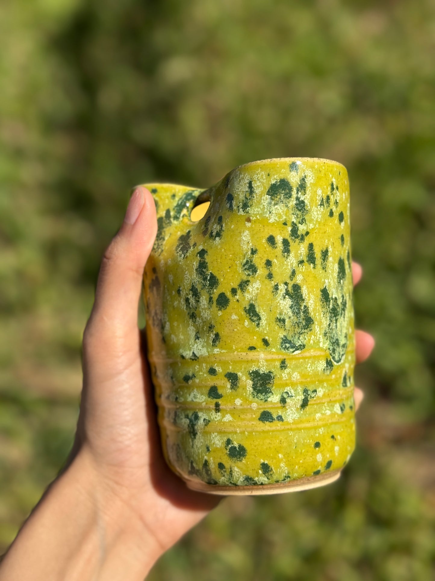 Funky green straw mug