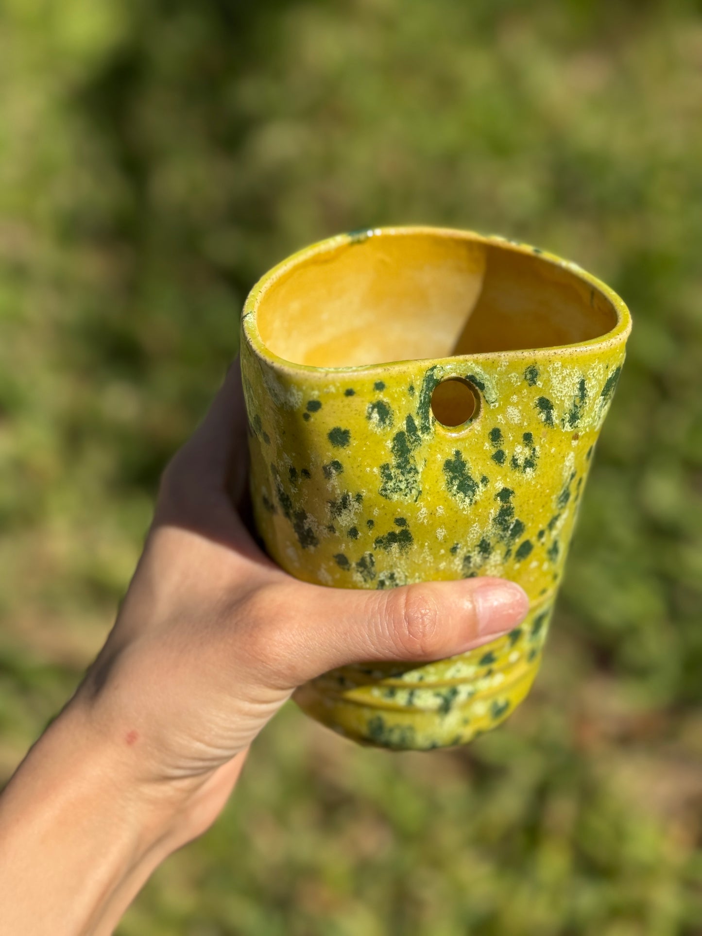 Funky green straw mug